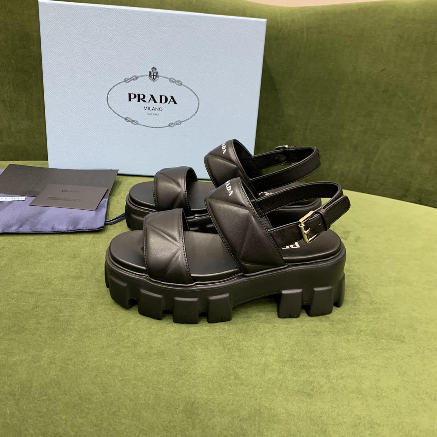 Prada Monolith Leather Sandals - DopestKickz