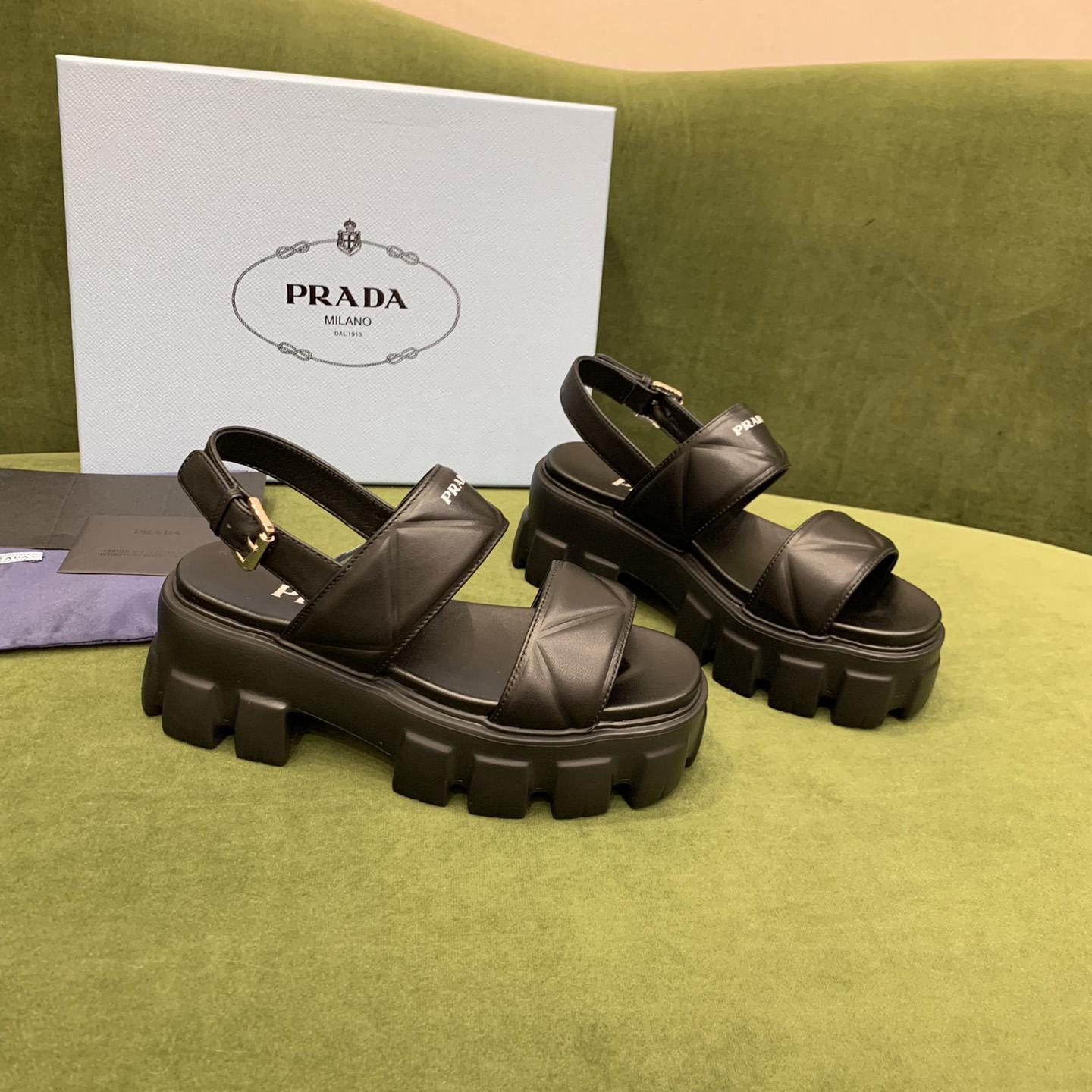 Prada Monolith Leather Sandals - DopestKickz