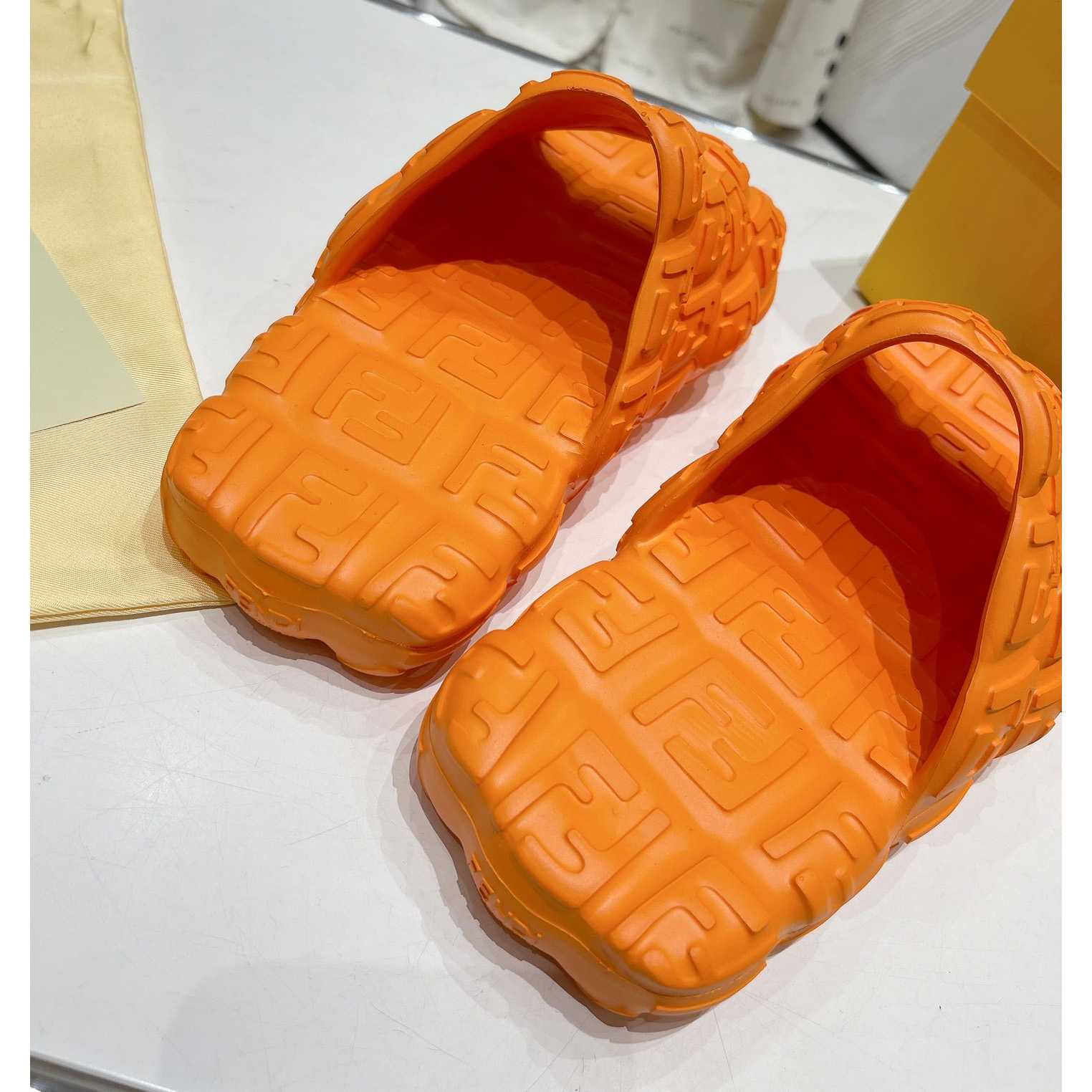 Fendi Cloud Slides Orange Rubber Slides - DopestKickz