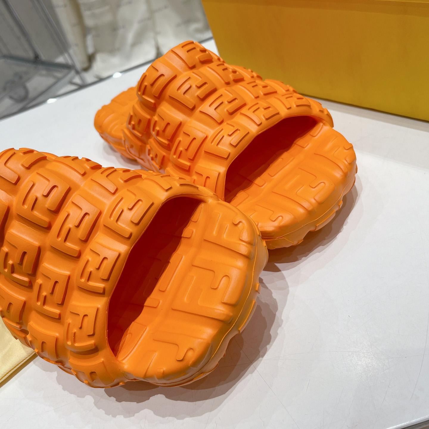 Fendi Cloud Slides Orange Rubber Slides - DopestKickz