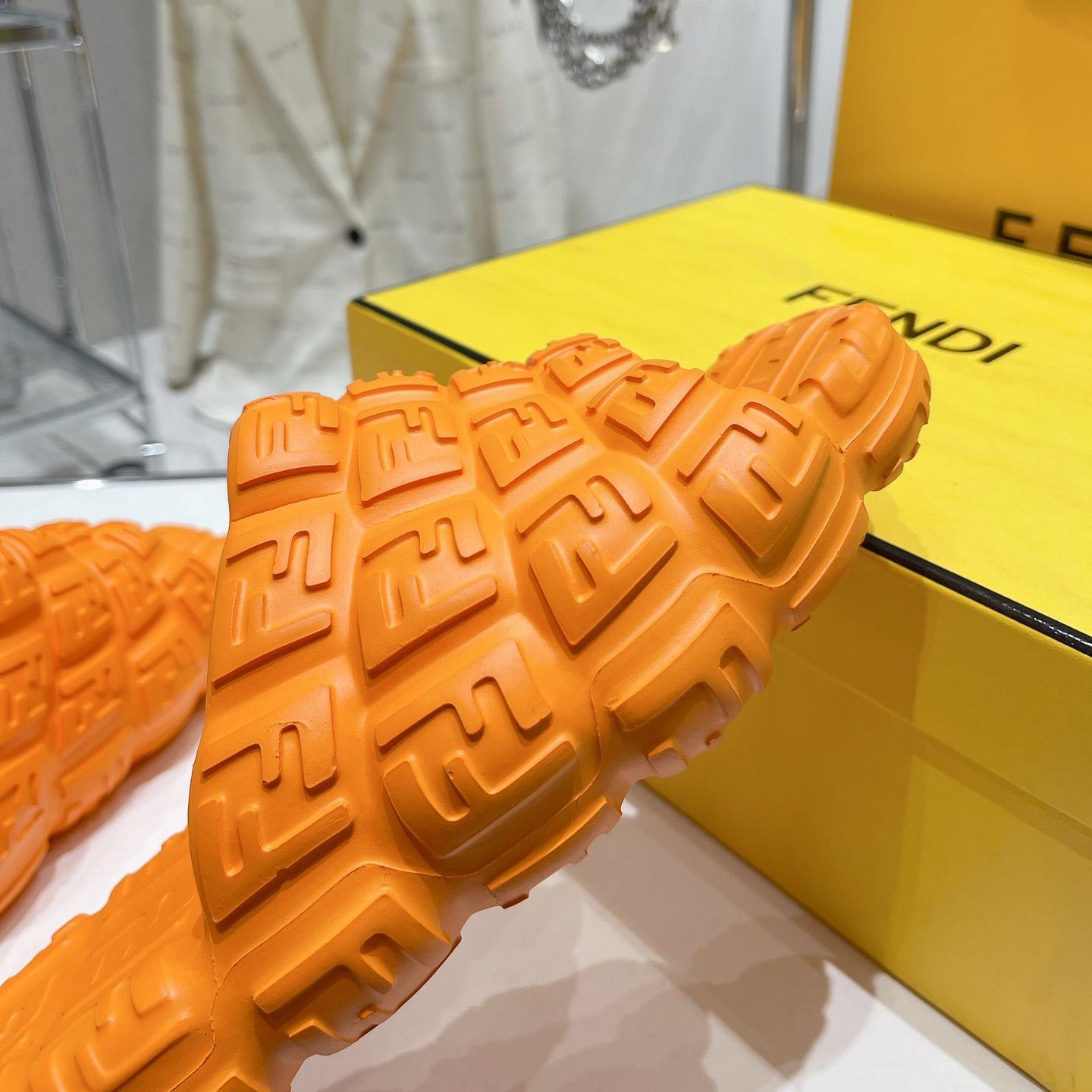Fendi Cloud Slides Orange Rubber Slides - DopestKickz