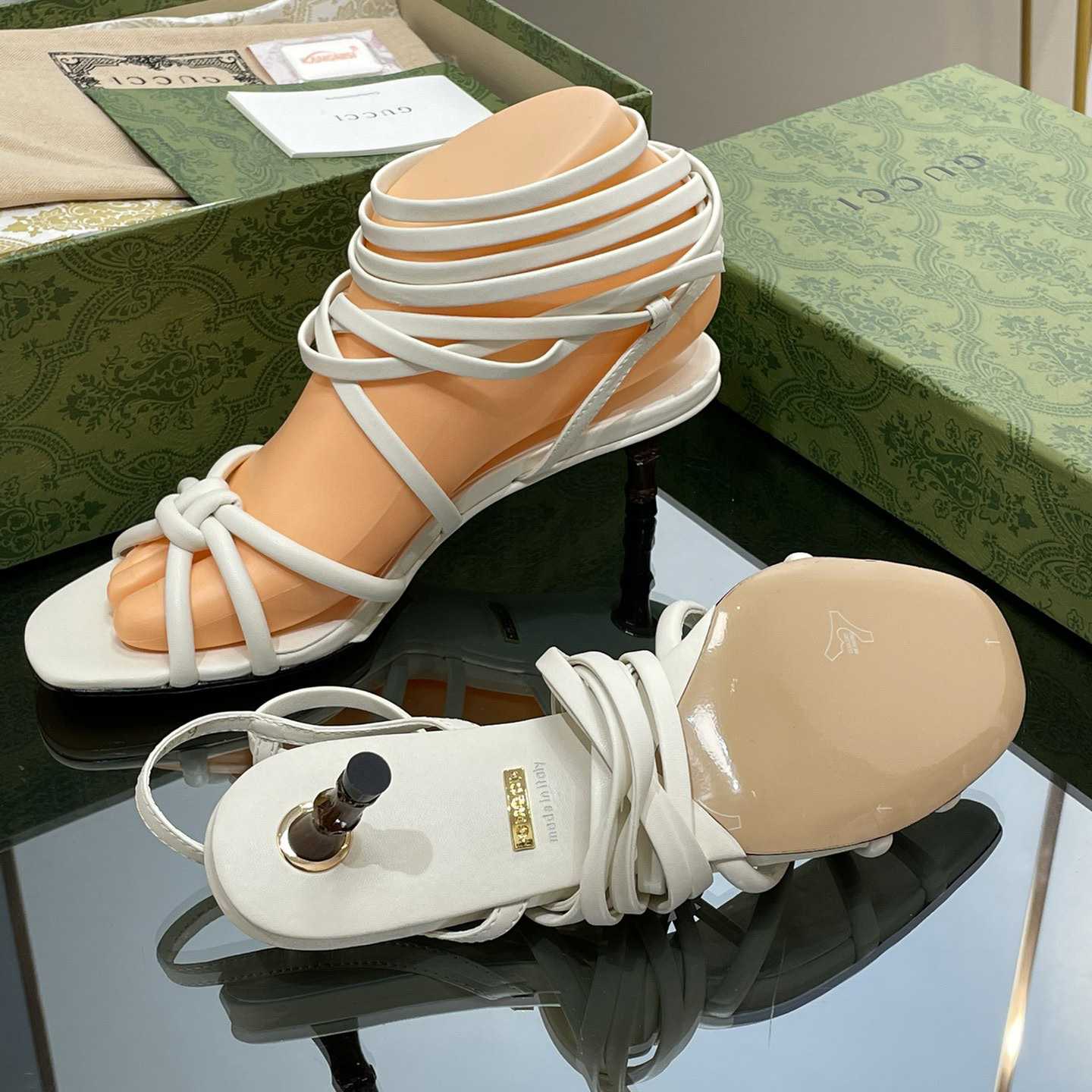 Gucci Women's Strappy Sandal With Bamboo - DopestKickz