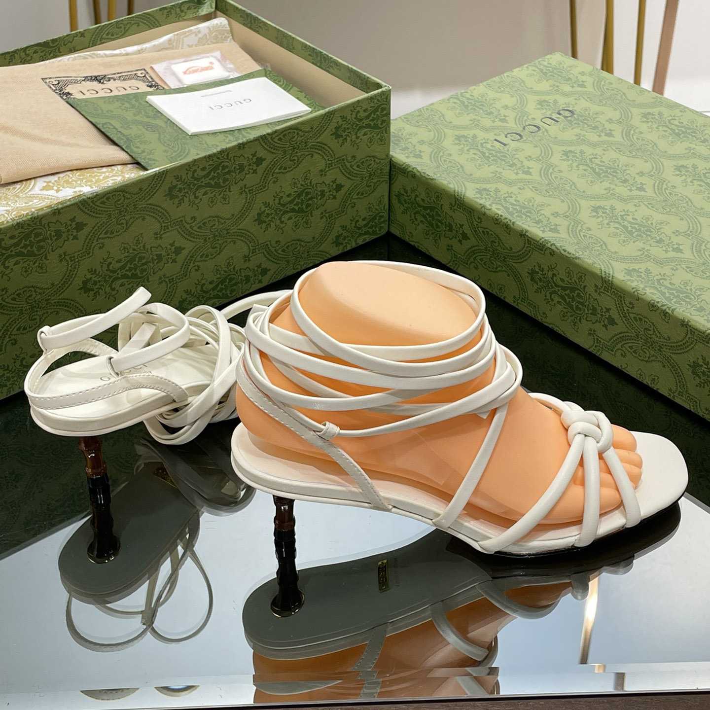 Gucci Women's Strappy Sandal With Bamboo - DopestKickz