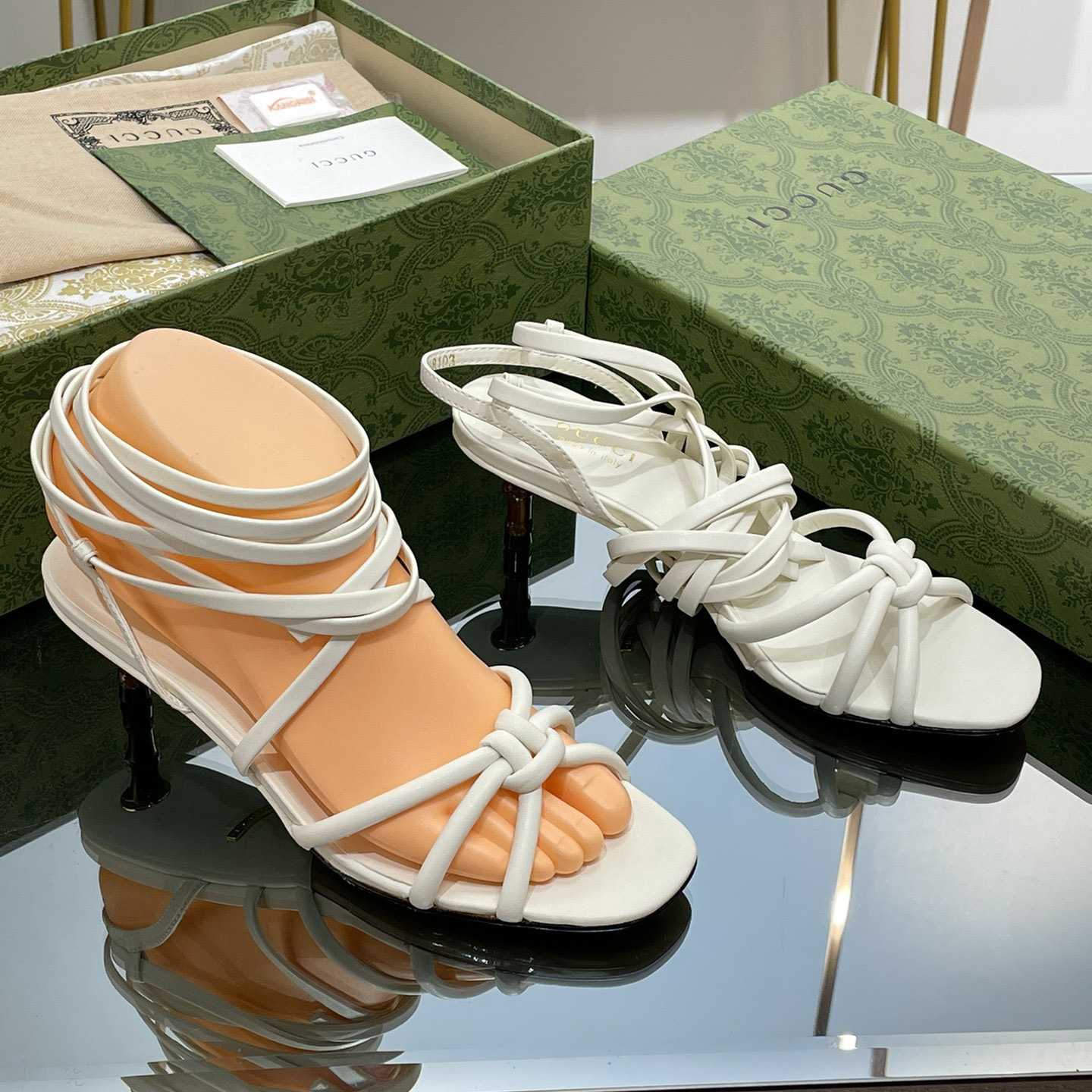 Gucci Women's Strappy Sandal With Bamboo - DopestKickz