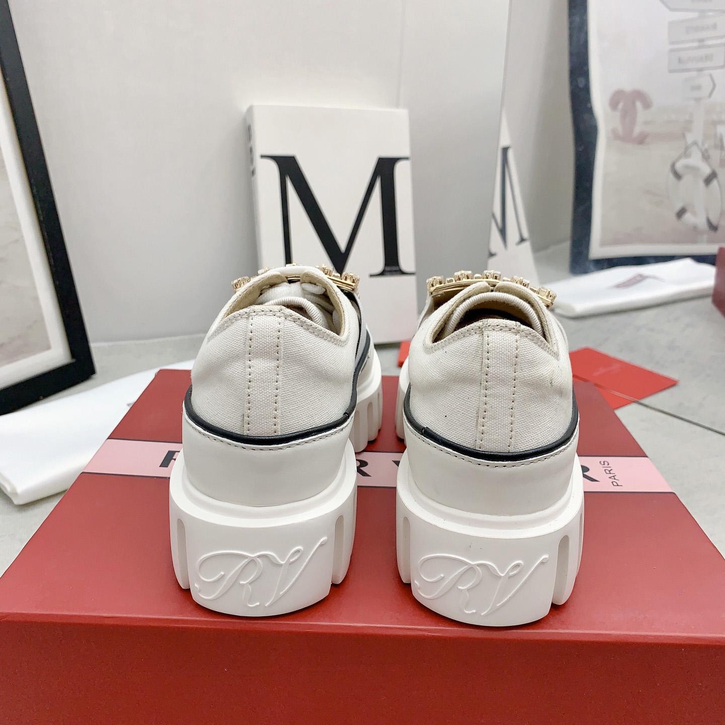 Roger Vivier Viv' Go-Thick Strass Buckle Slip-on Sneakers In Canvas - DopestKickz