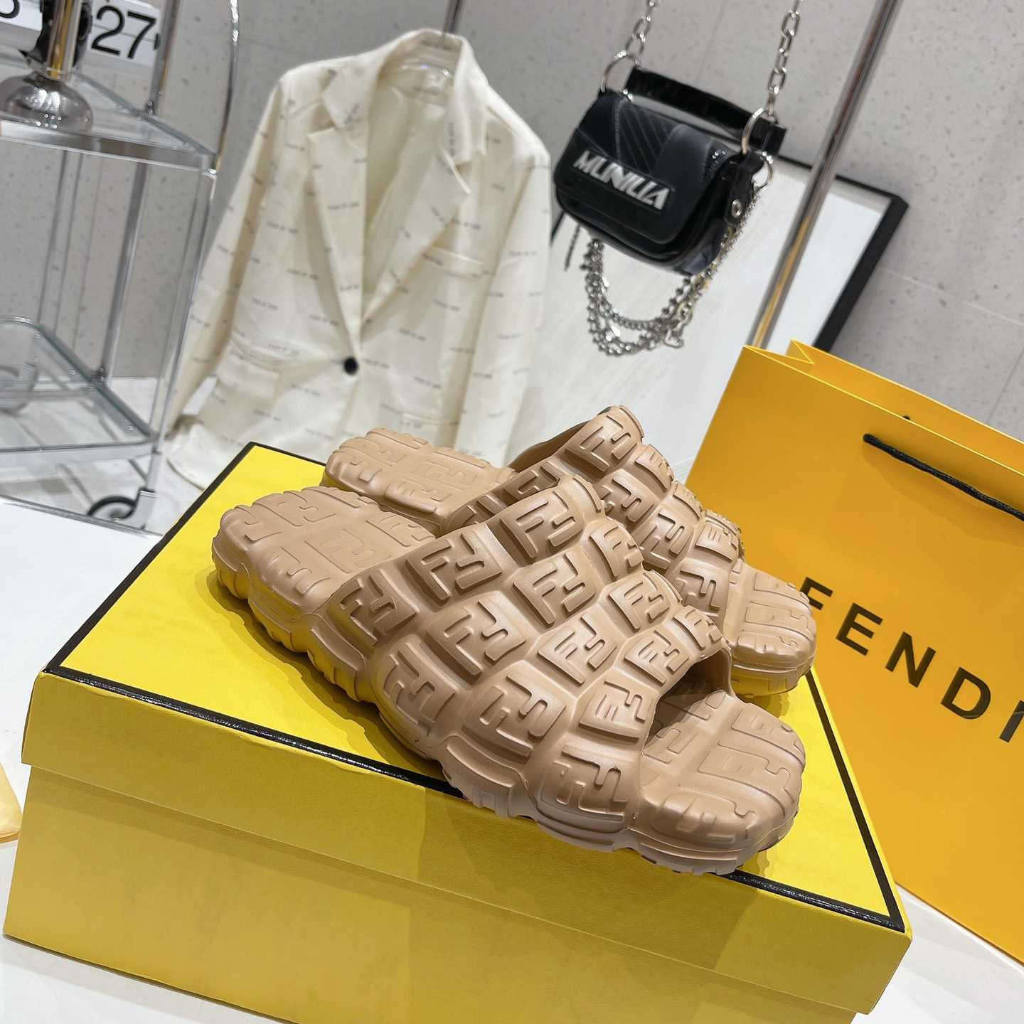 Fendi Cloud Slides Orange Rubber Slides - DopestKickz