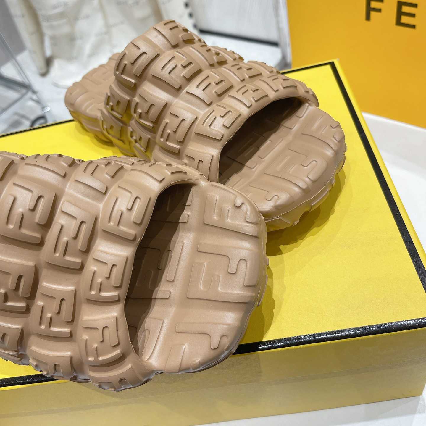 Fendi Cloud Slides Orange Rubber Slides - DopestKickz