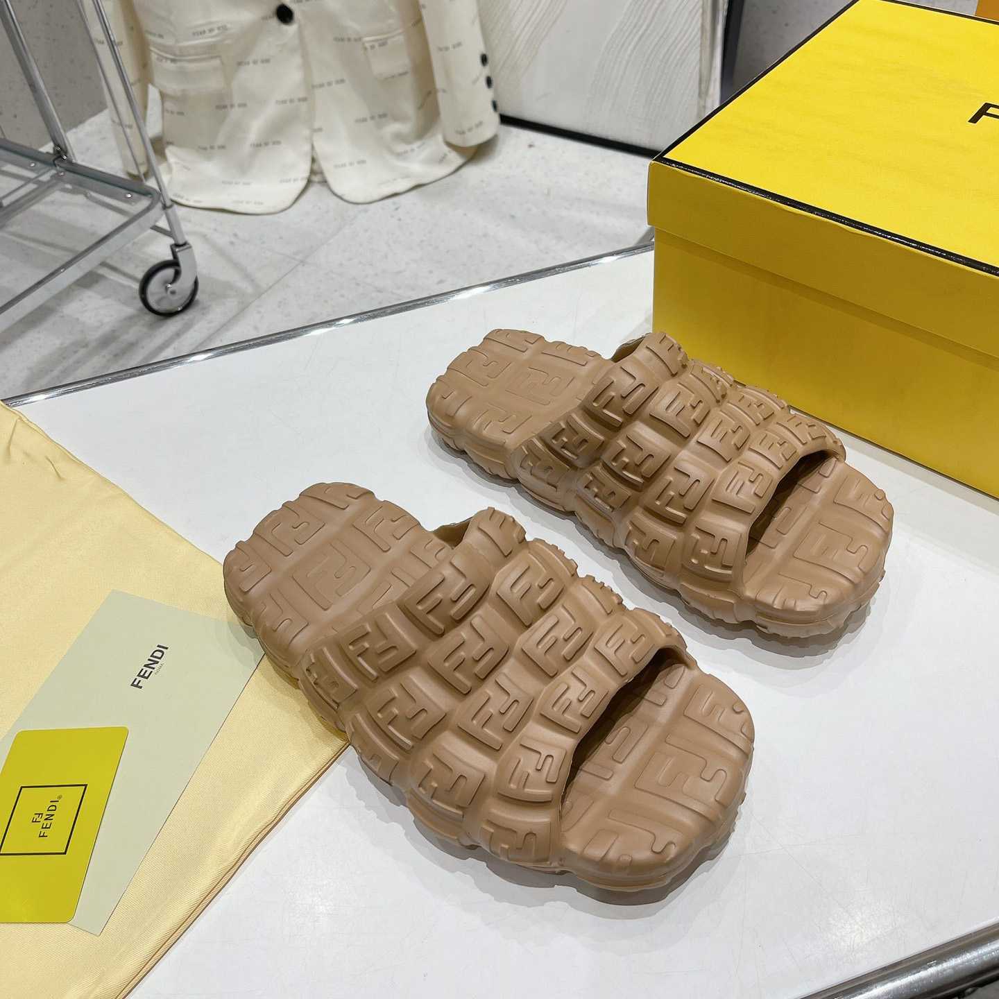 Fendi Cloud Slides Orange Rubber Slides - DopestKickz