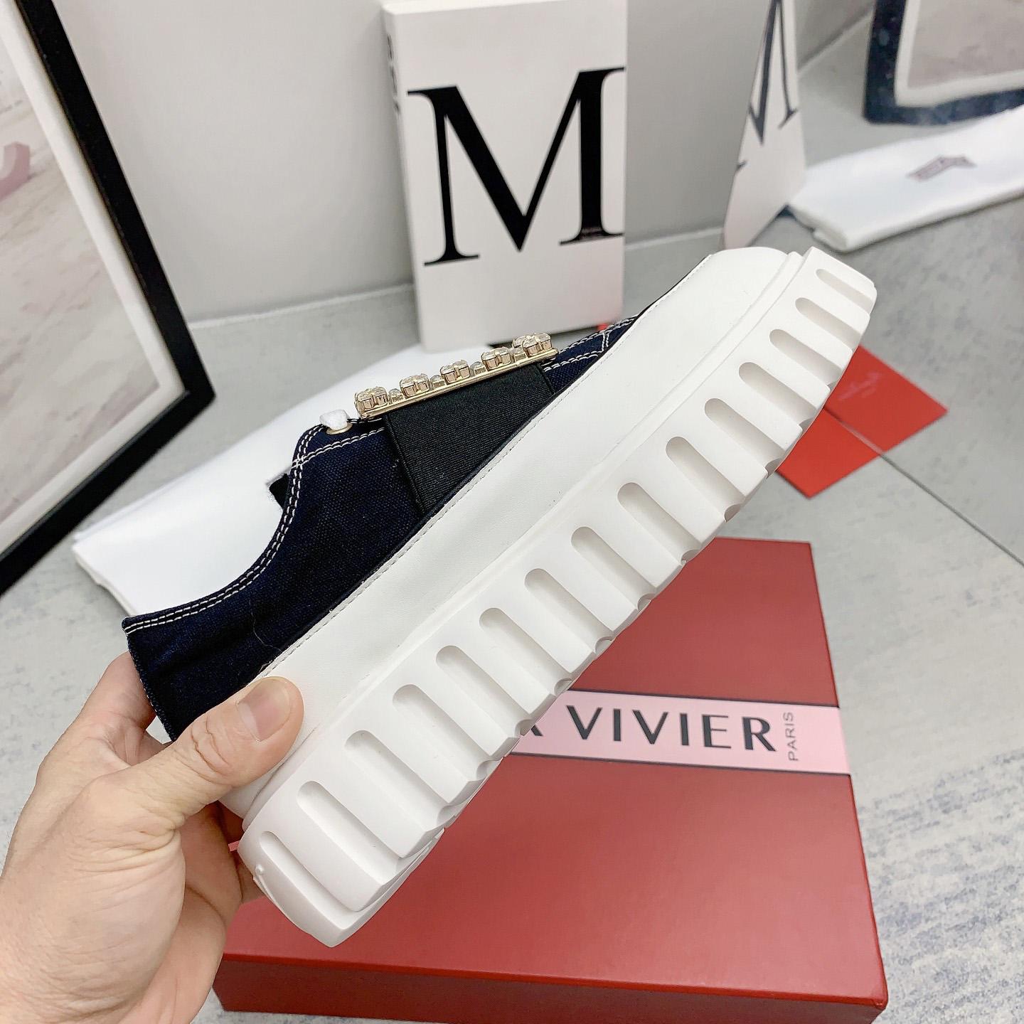 Roger Vivier Viv' Go-Thick Strass Buckle Slip-on Sneakers In Canvas - DopestKickz