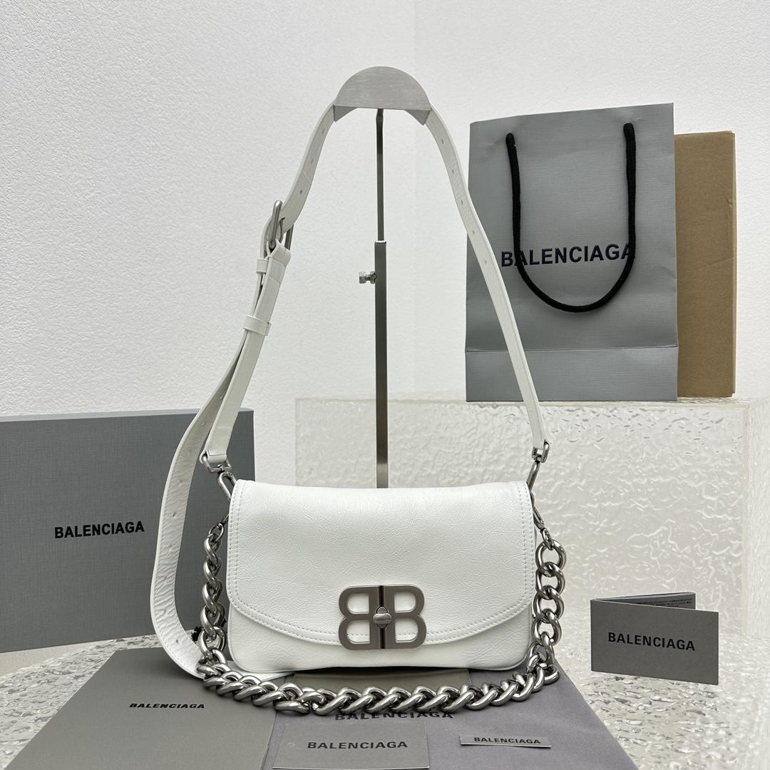 Balenciaga BB Soft Small Flap Bag In Optic White  - DopestKickz