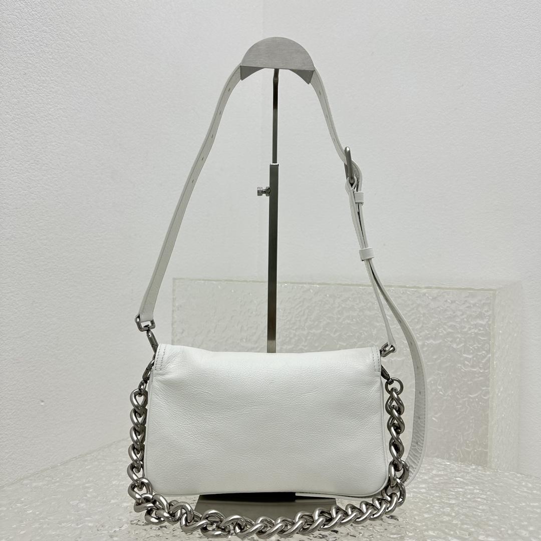 Balenciaga BB Soft Small Flap Bag In Optic White  - DopestKickz