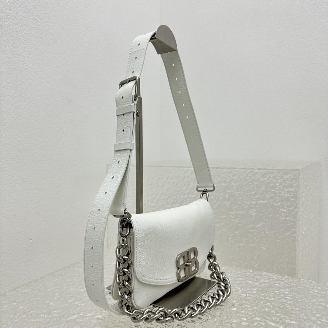 Balenciaga BB Soft Small Flap Bag In Optic White  - DopestKickz