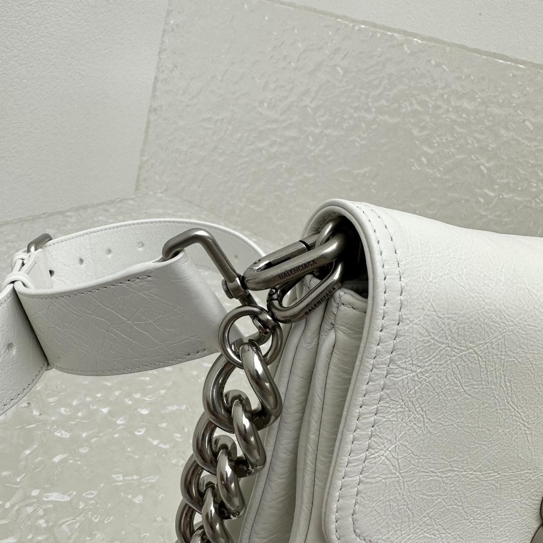 Balenciaga BB Soft Small Flap Bag In Optic White  - DopestKickz