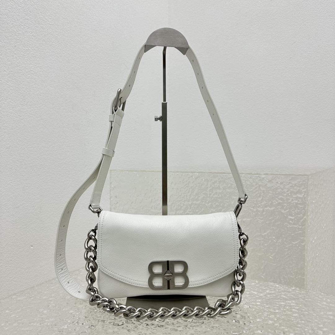 Balenciaga BB Soft Small Flap Bag In Optic White  - DopestKickz