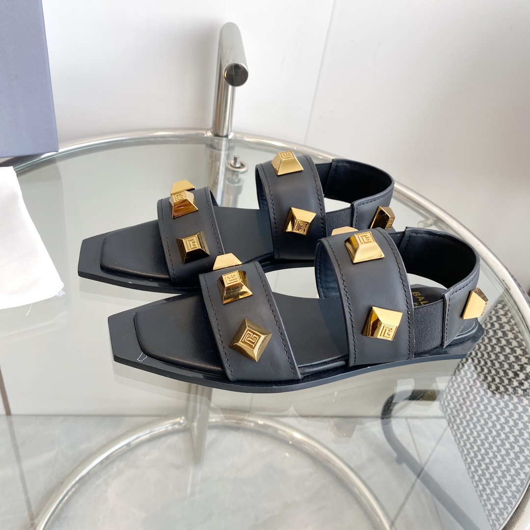 Balmain Studded Flat Sandals - DopestKickz