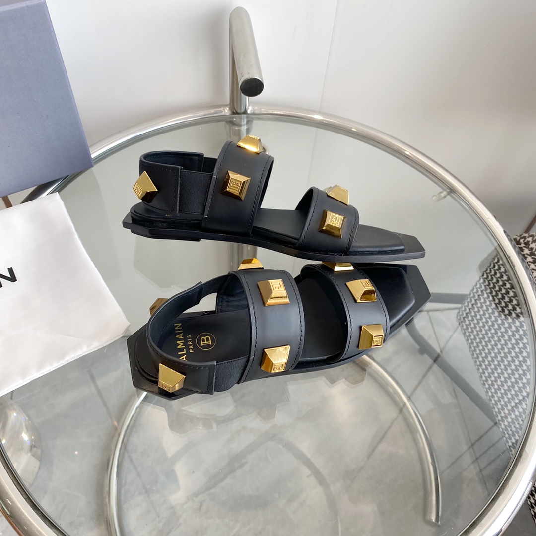 Balmain Studded Flat Sandals - DopestKickz
