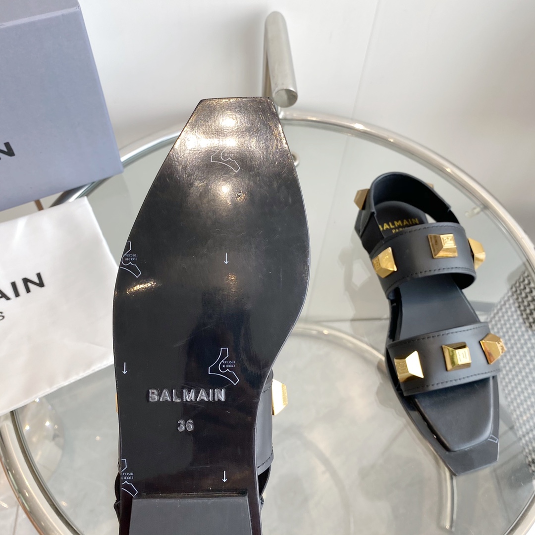 Balmain Studded Flat Sandals - DopestKickz