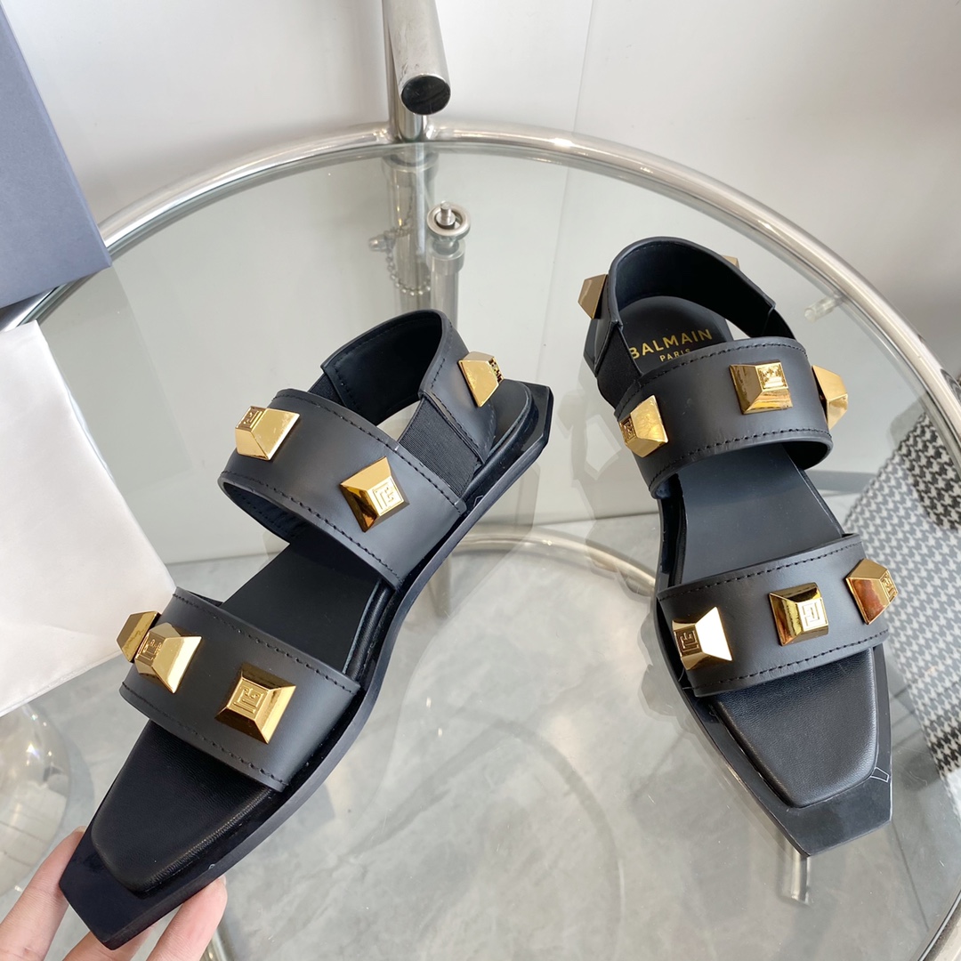 Balmain Studded Flat Sandals - DopestKickz