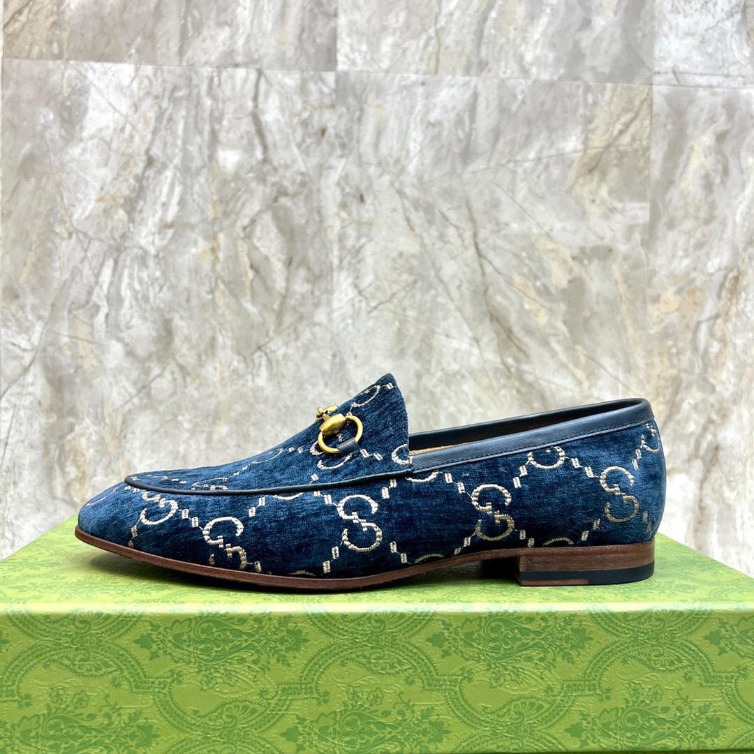 Gucci Men's Gucci Jordaan GG Velvet Loafer(Upon Uk Size) - DopestKickz
