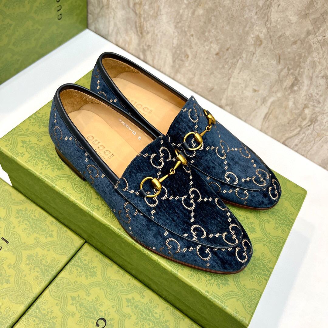 Gucci Men's Gucci Jordaan GG Velvet Loafer(Upon Uk Size) - DopestKickz