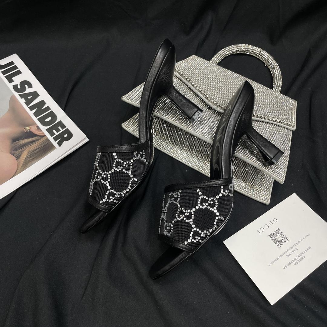 Gucci Women's GG Mid-heel Slide Sandal - DopestKickz