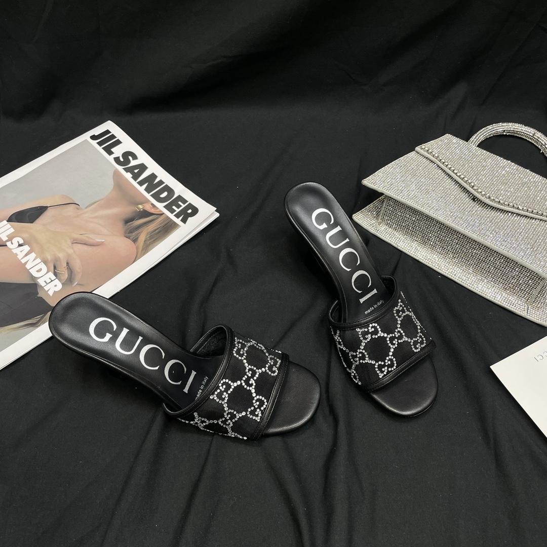 Gucci Women's GG Mid-heel Slide Sandal - DopestKickz