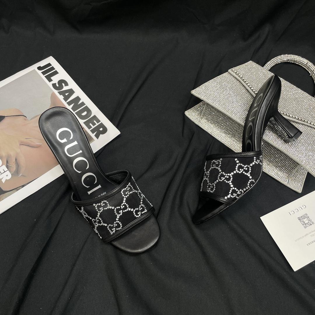 Gucci Women's GG Mid-heel Slide Sandal - DopestKickz