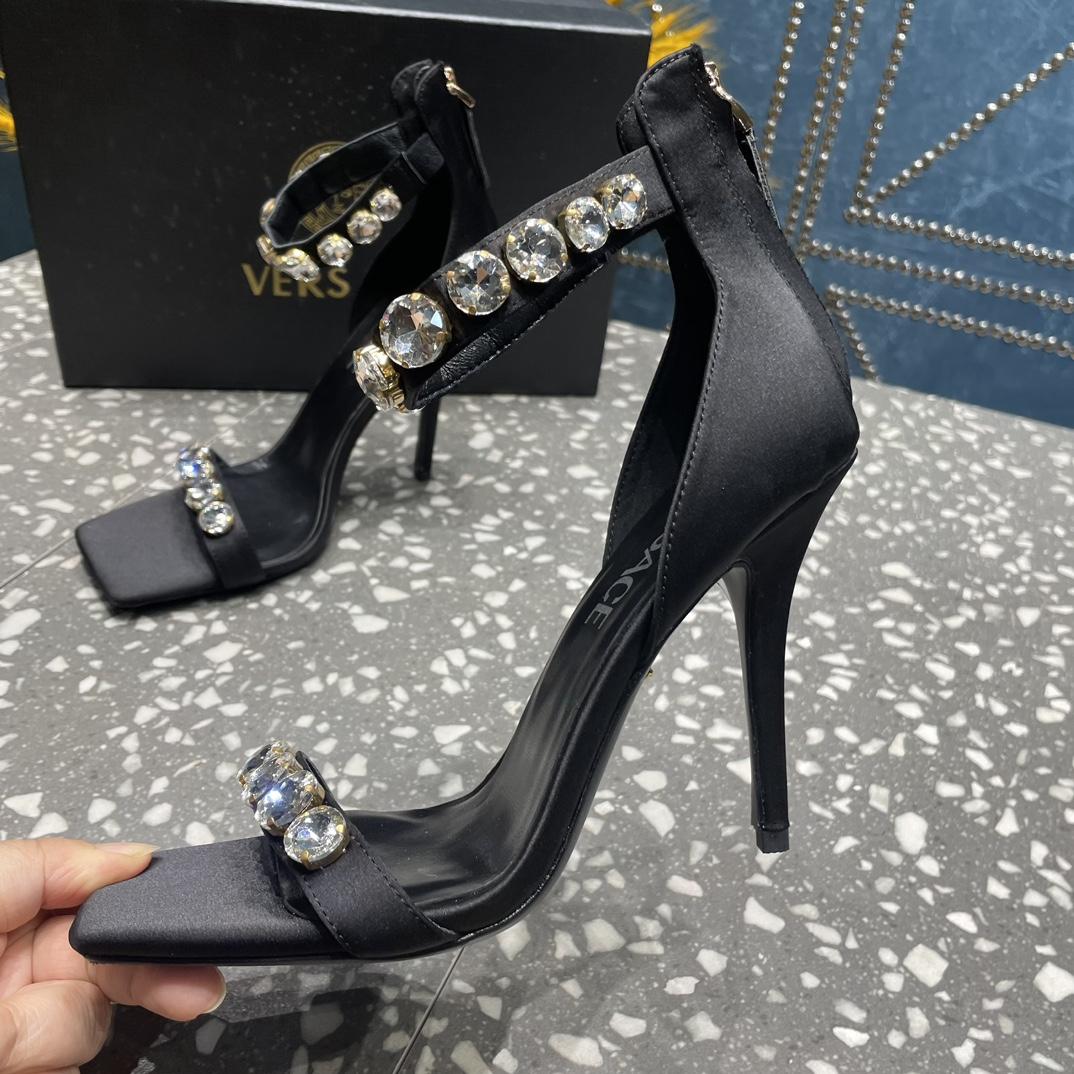 Versace Crystal Satin Sandals - DopestKickz
