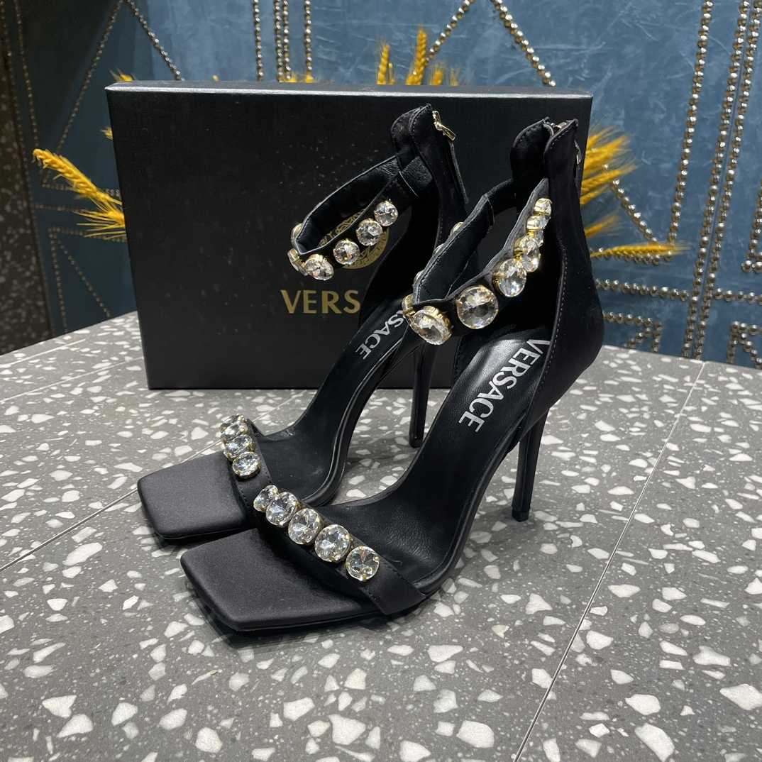 Versace Crystal Satin Sandals - DopestKickz