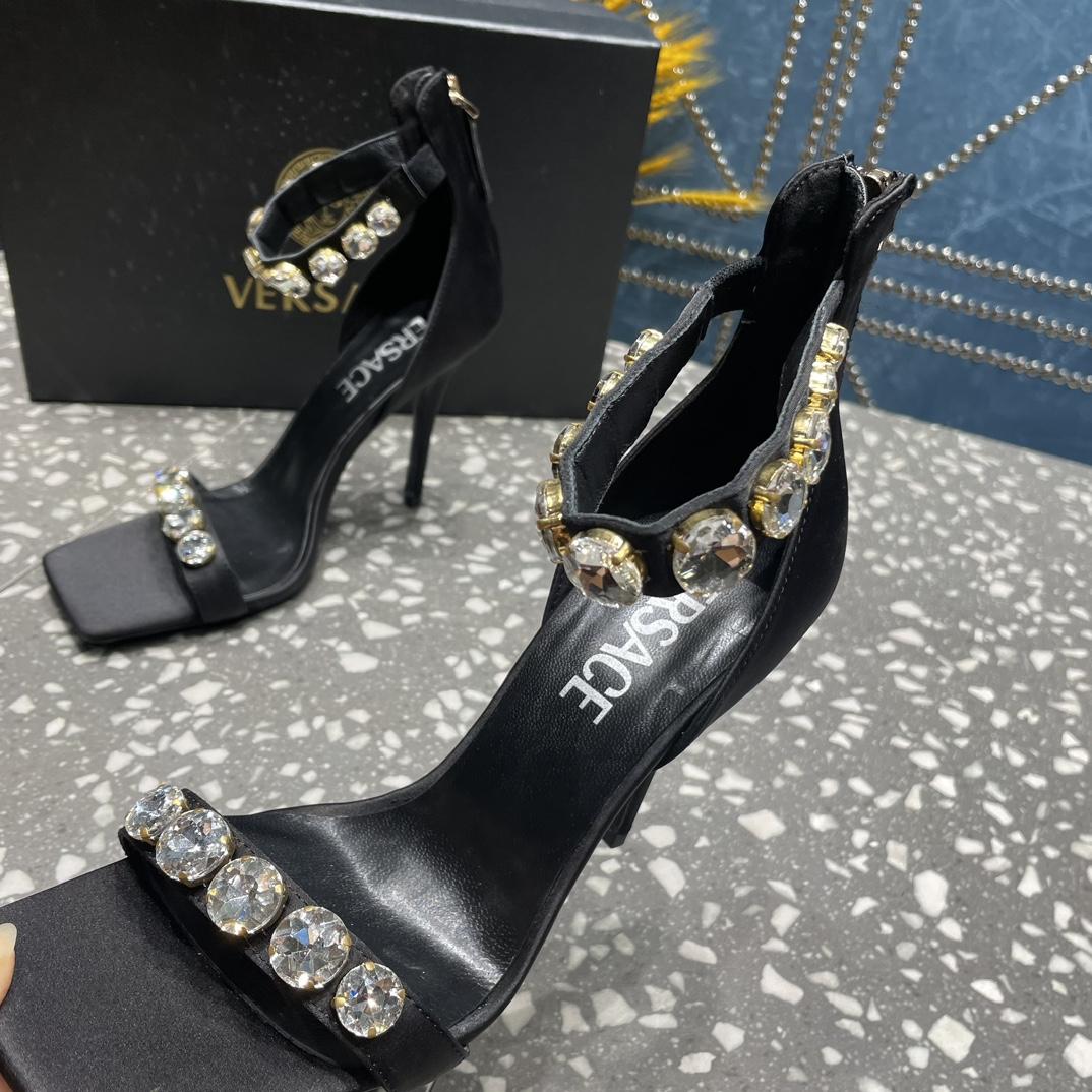 Versace Crystal Satin Sandals - DopestKickz