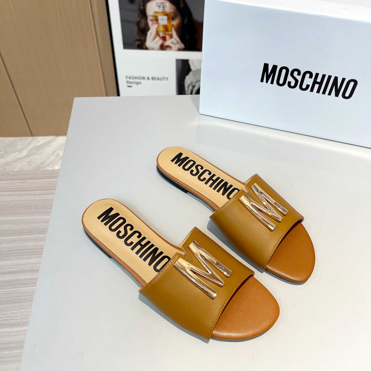 Moschino M Plaque Sandals - DopestKickz