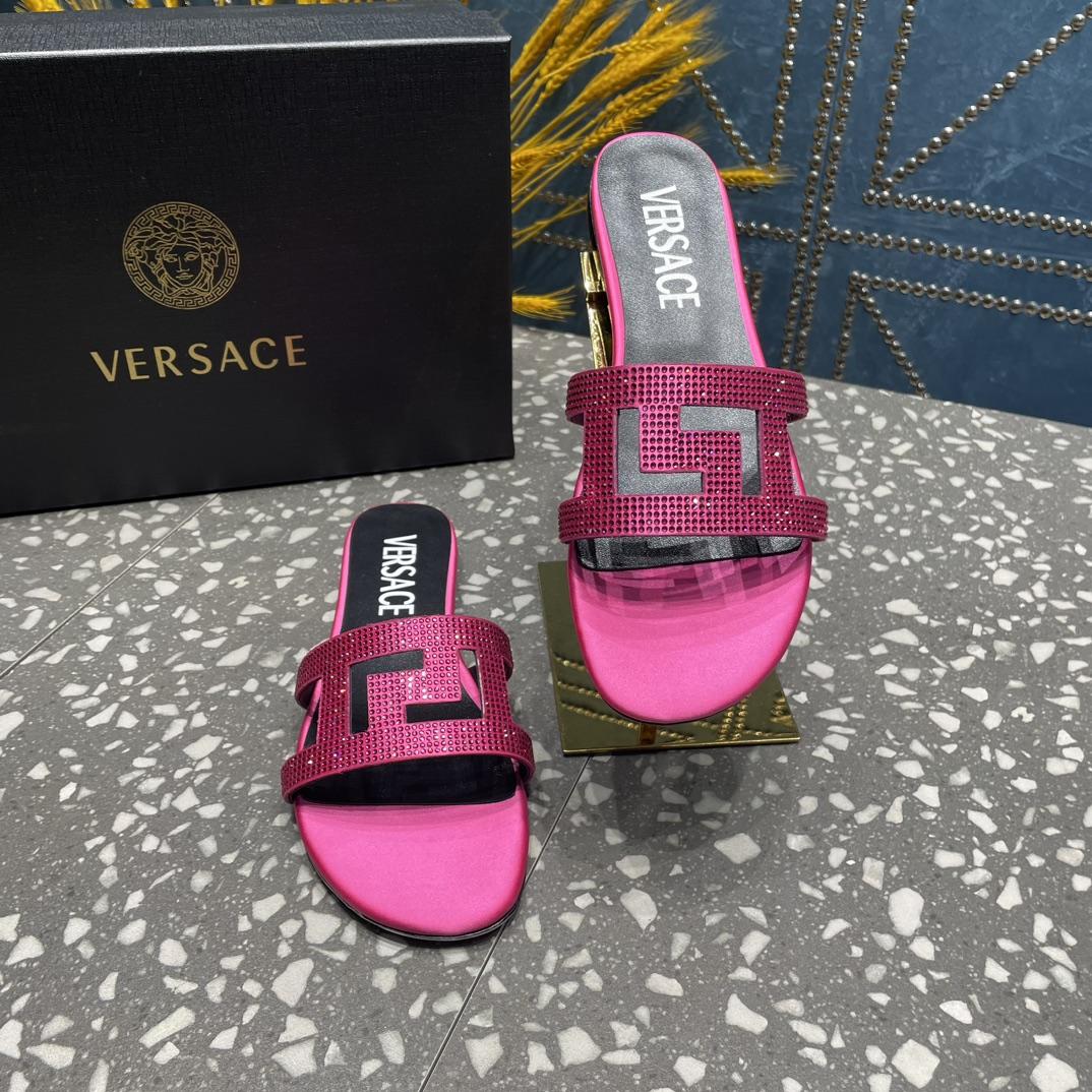 Versace Greca Maze Crystal Flat Sandals - DopestKickz