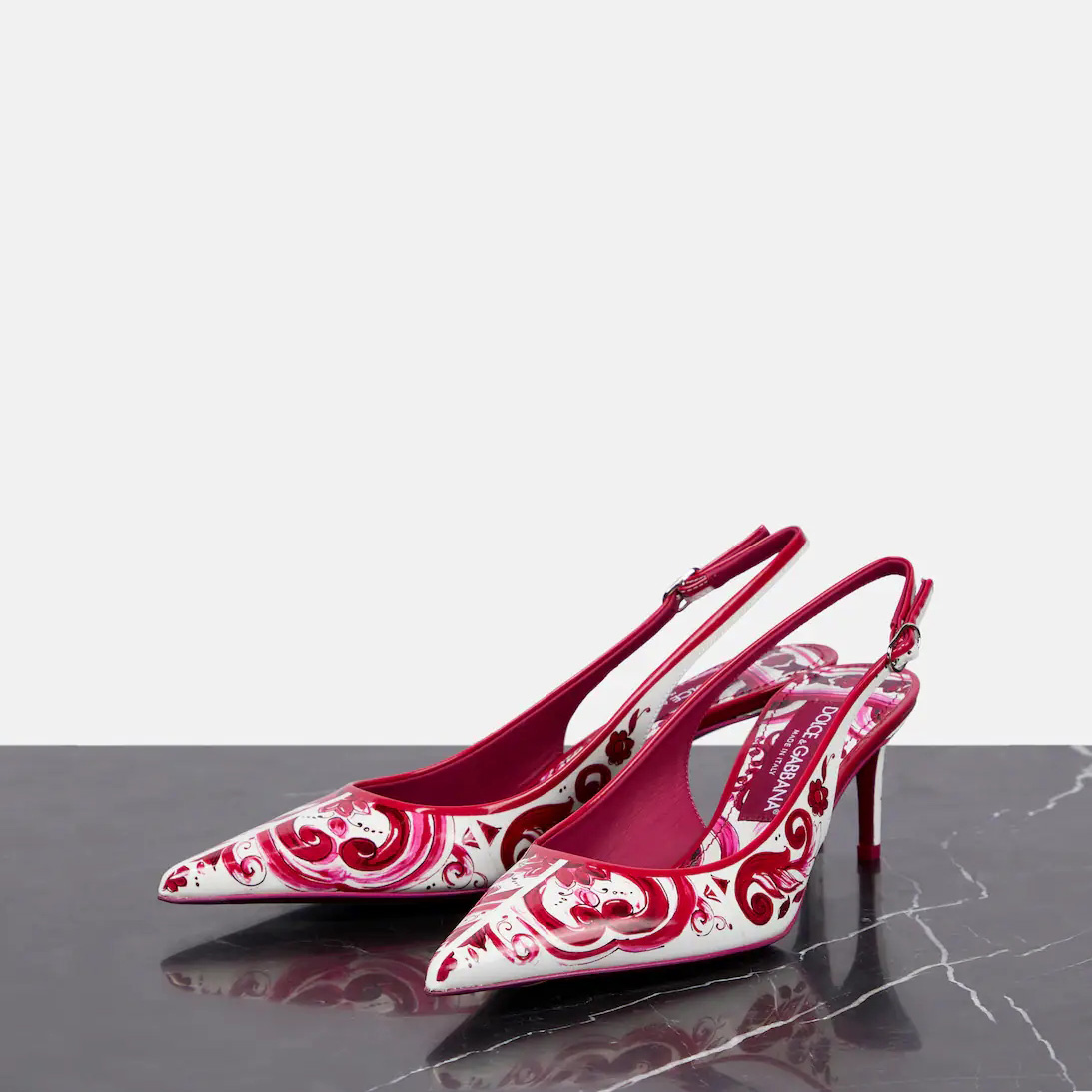 Dolce & Gabbana Printed Polished Calfskin Slingbacks - DopestKickz