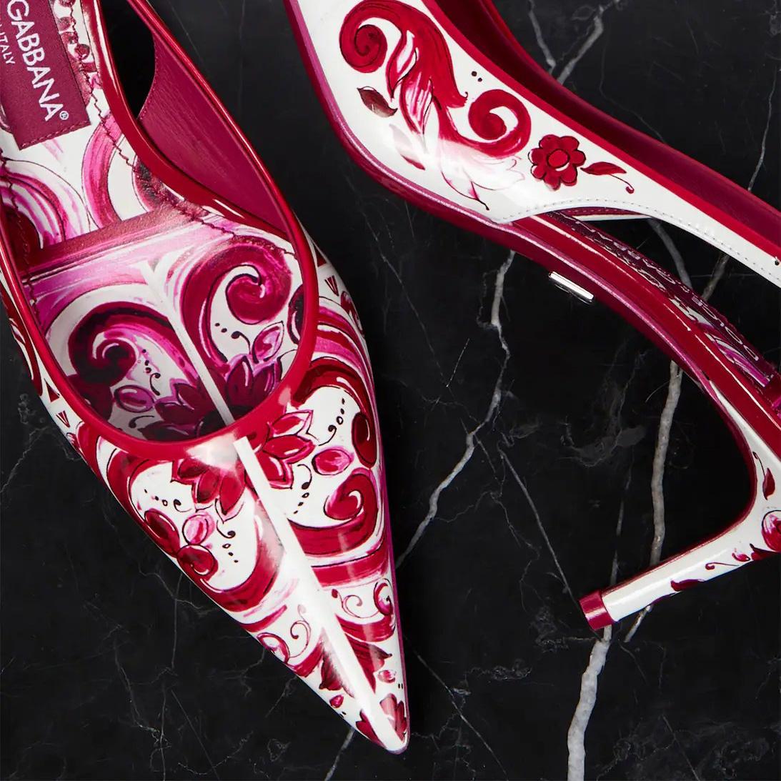 Dolce & Gabbana Printed Polished Calfskin Slingbacks - DopestKickz