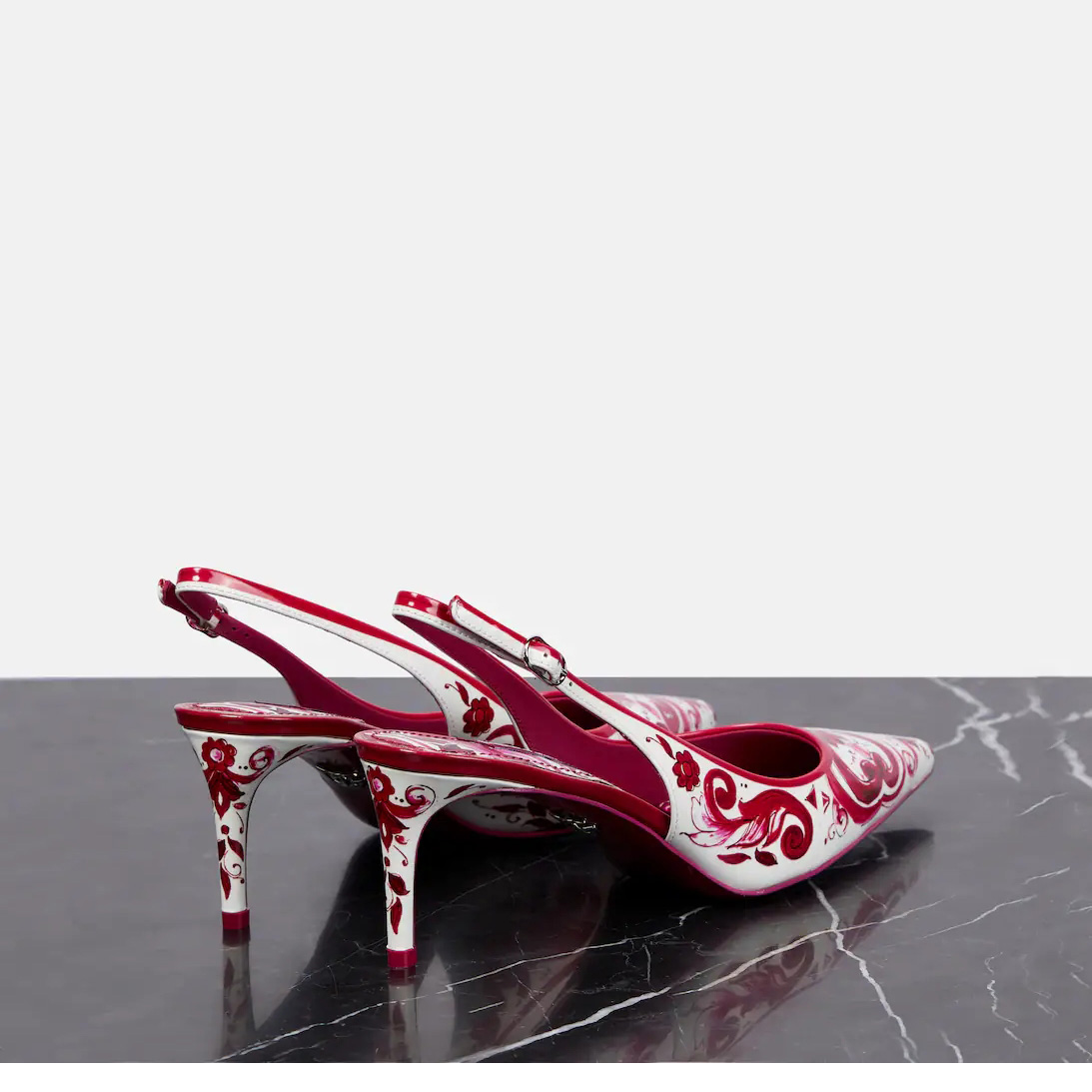 Dolce & Gabbana Printed Polished Calfskin Slingbacks - DopestKickz