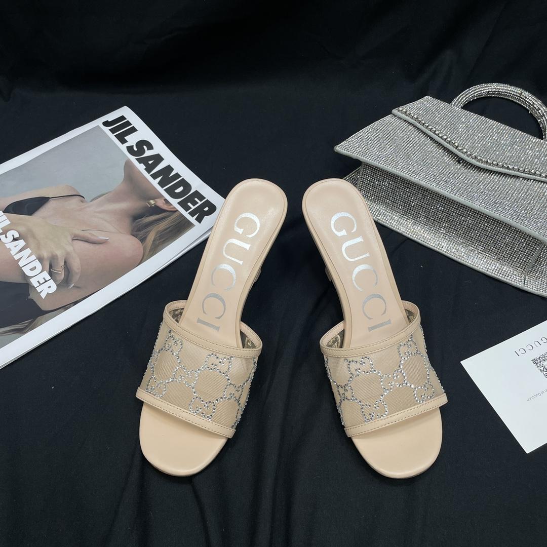 Gucci Women's GG Mid-heel Slide Sandal - DopestKickz