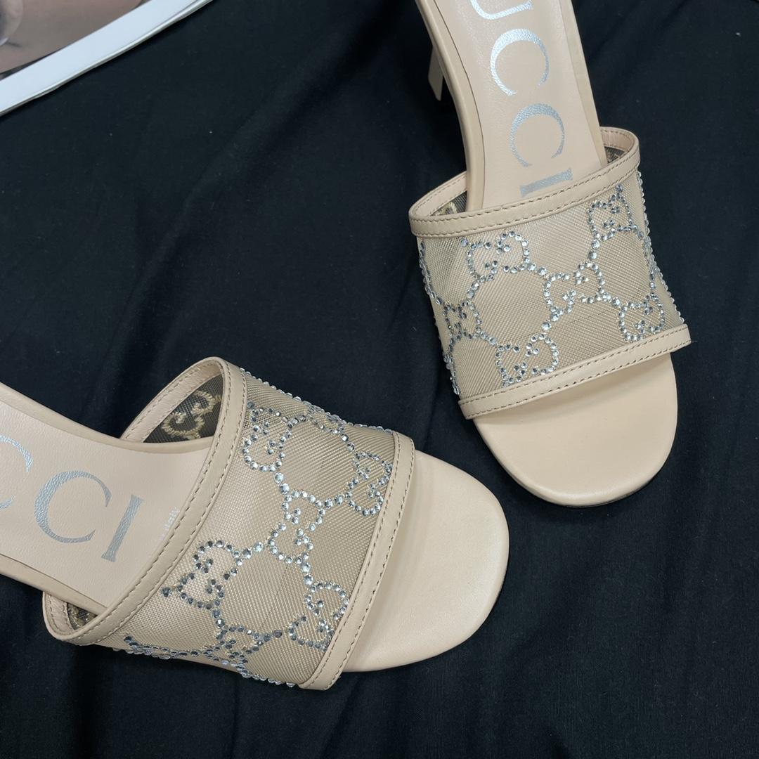 Gucci Women's GG Mid-heel Slide Sandal - DopestKickz