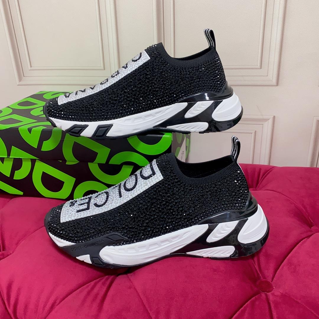Dolce & Gabbana Fast Sneakers With Fusible Rhinestones - DopestKickz
