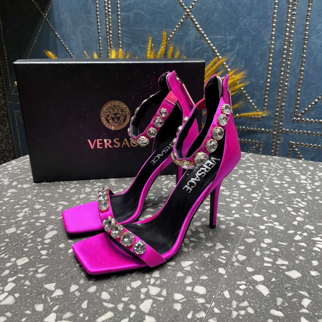 Versace Crystal Satin Sandals - DopestKickz