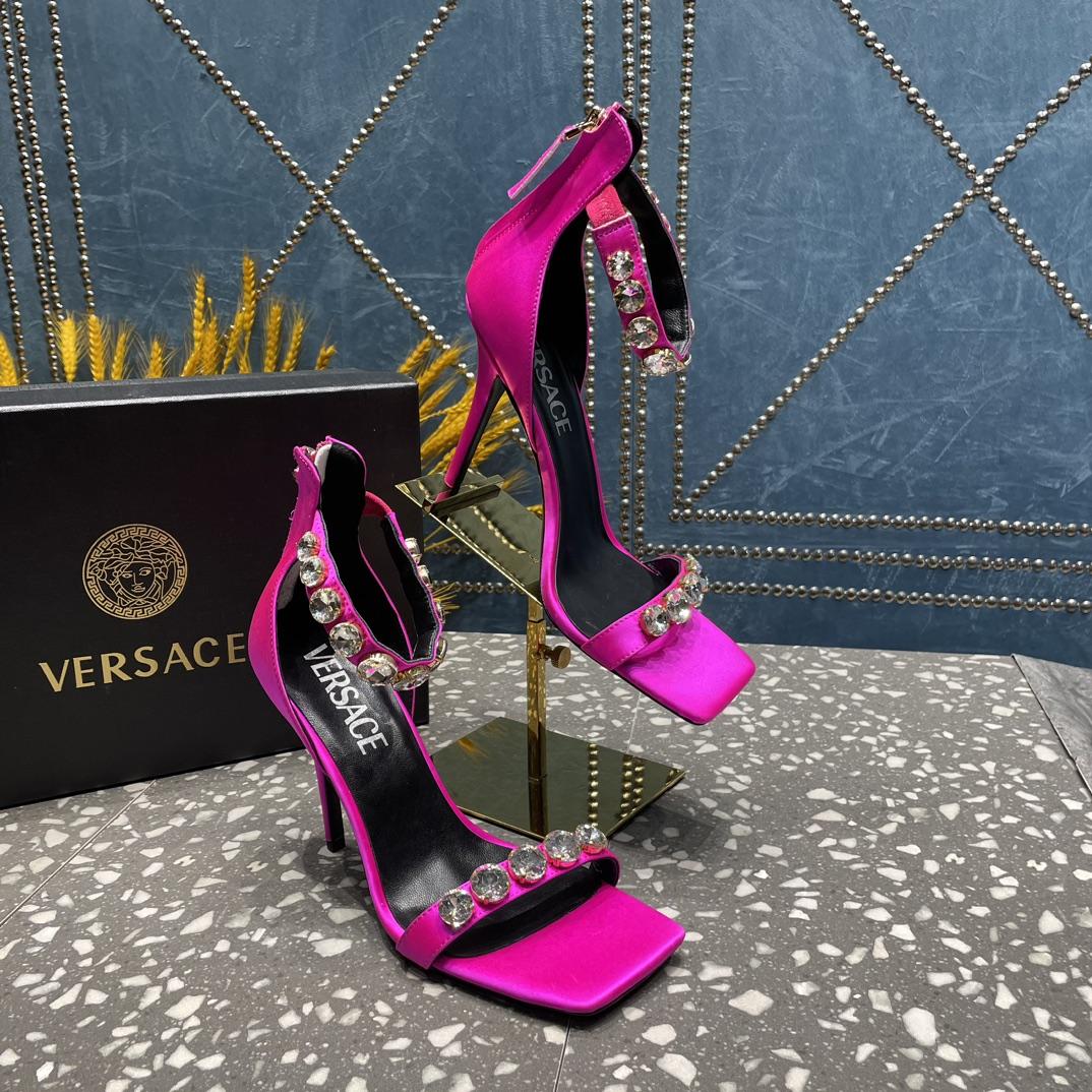 Versace Crystal Satin Sandals - DopestKickz