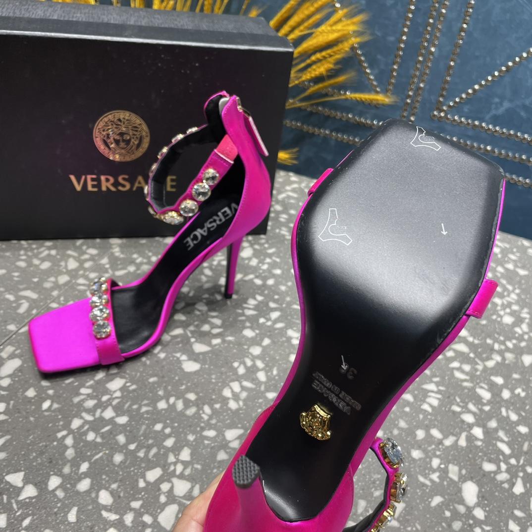 Versace Crystal Satin Sandals - DopestKickz