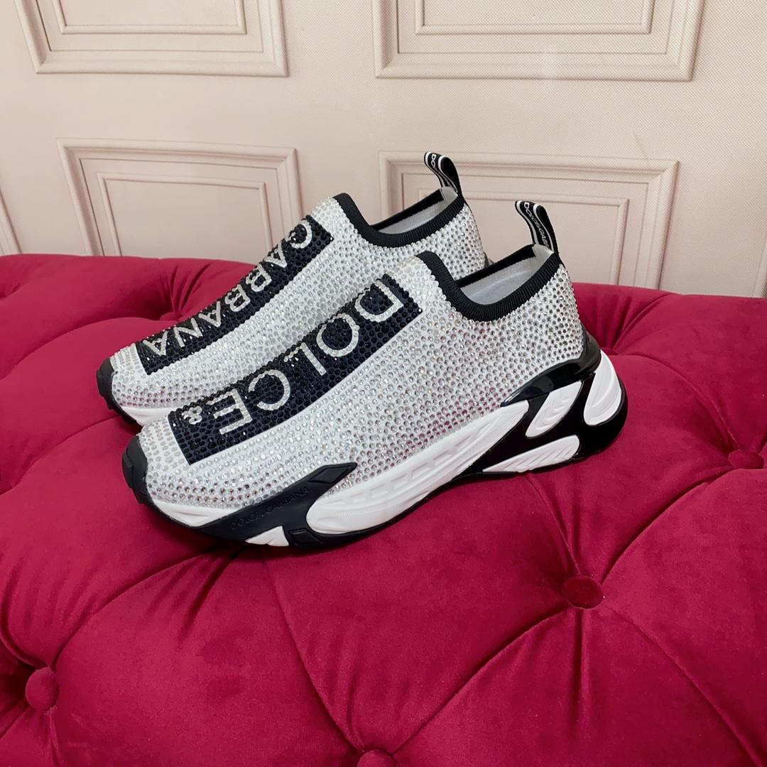 Dolce & Gabbana Fast Sneakers With Fusible Rhinestones - DopestKickz