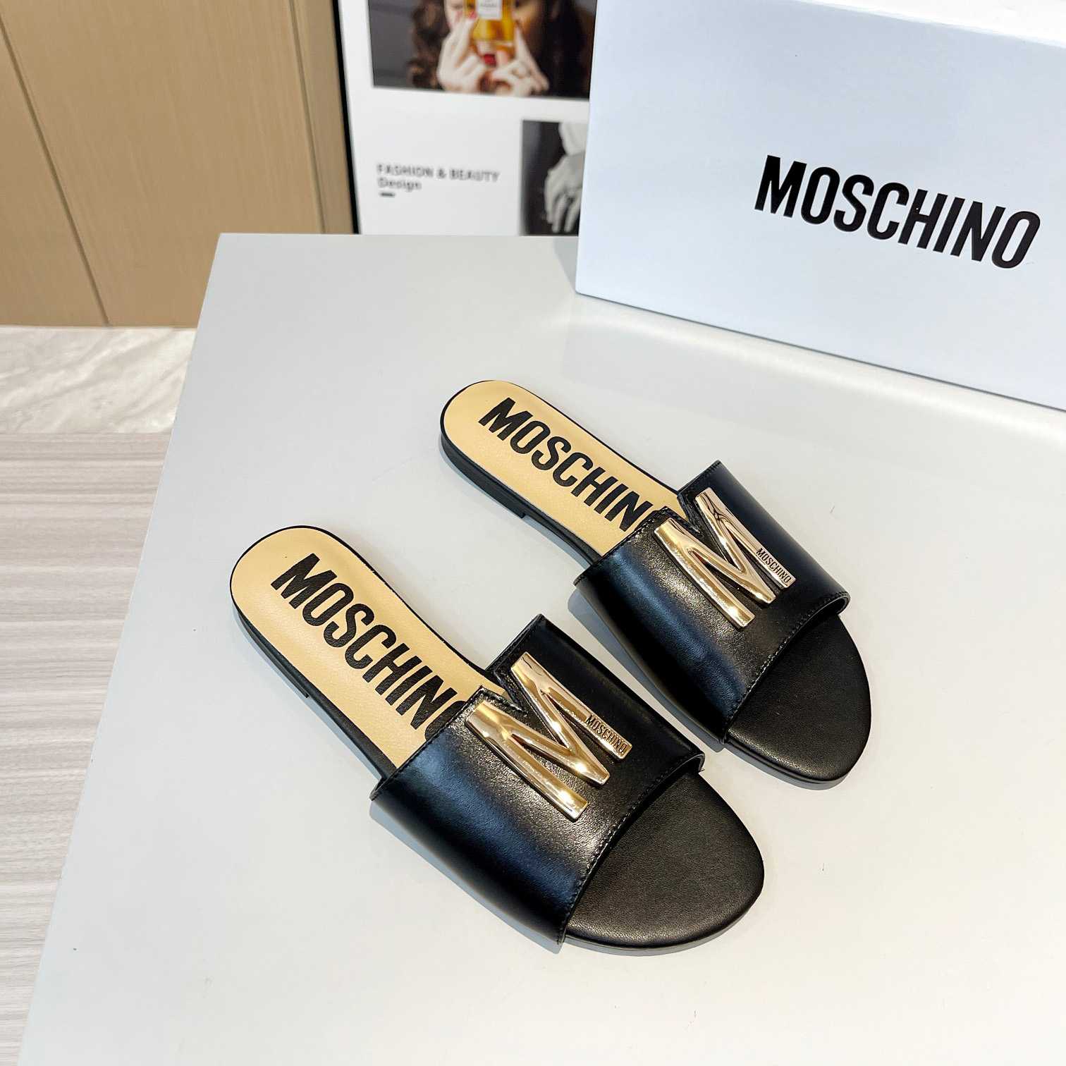 Moschino M Plaque Sandals - DopestKickz
