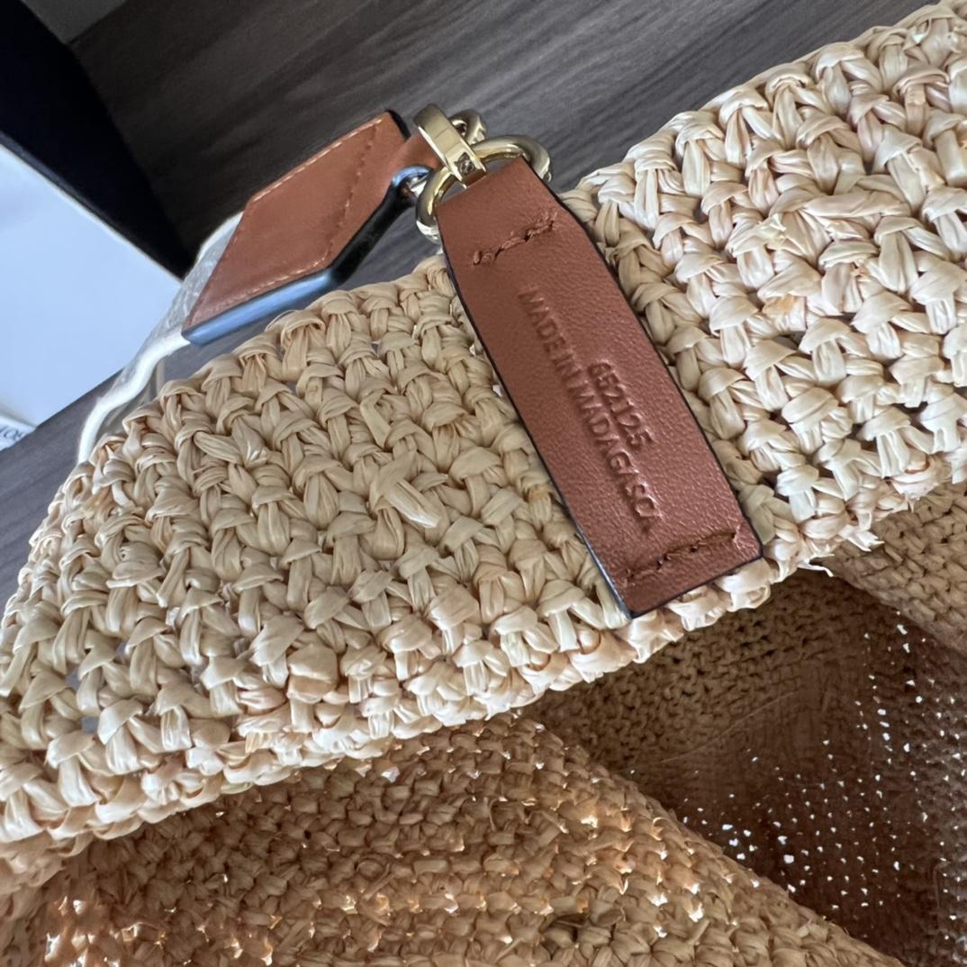 Loewe Mini Slit Bag In raffia And Calfskin - DopestKickz