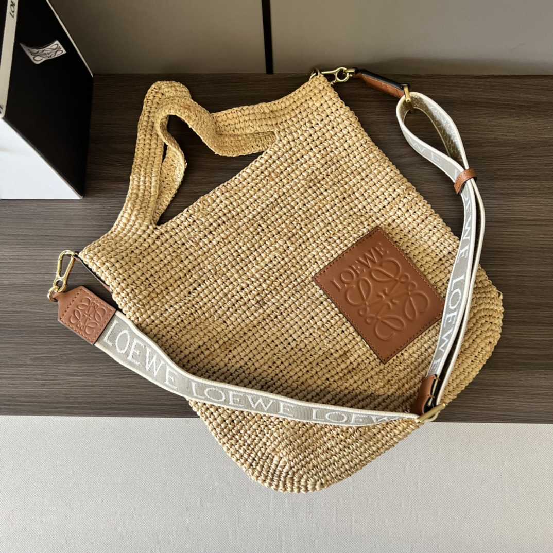 Loewe Mini Slit Bag In raffia And Calfskin - DopestKickz