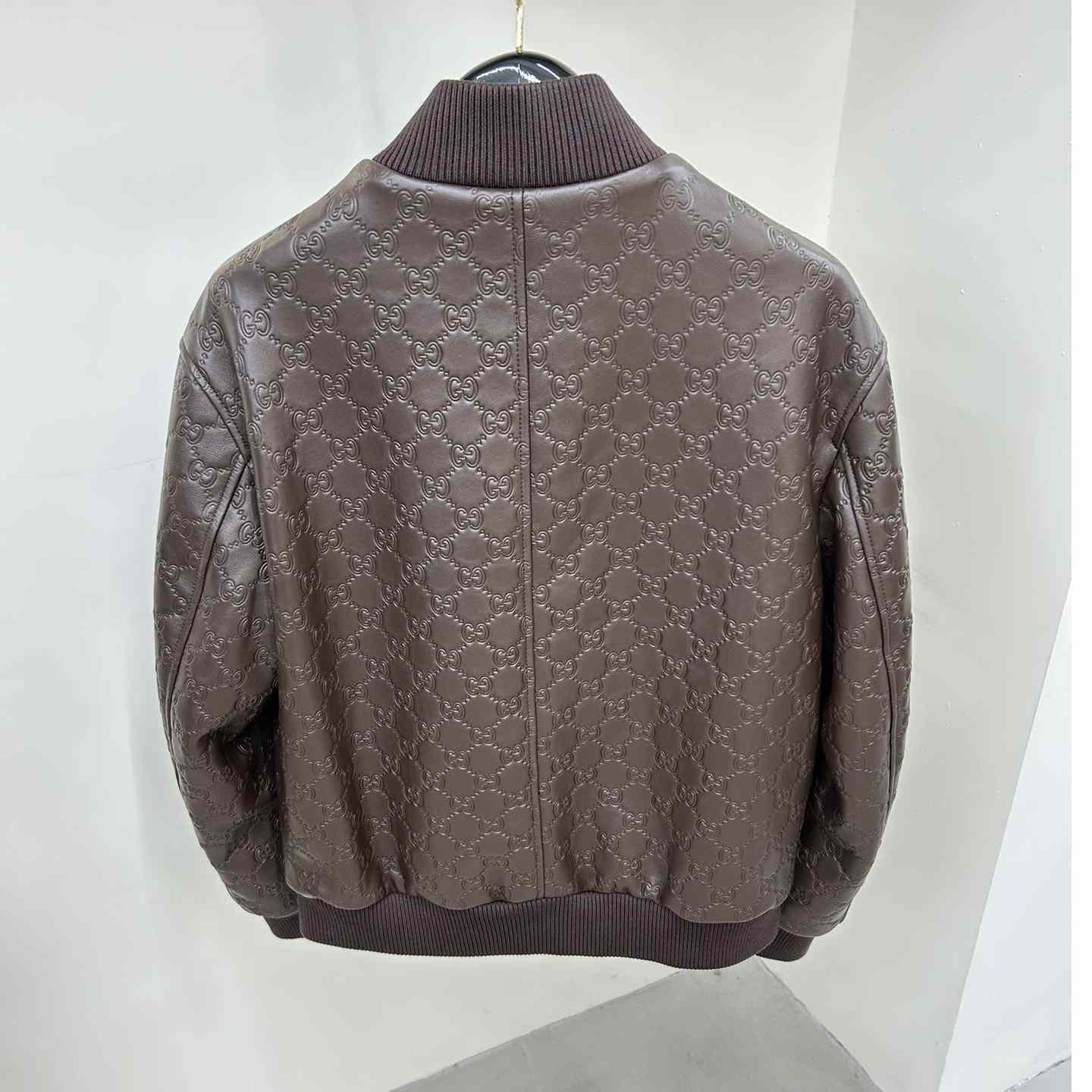 Gucci GG Leather Bomber Jacket - DopestKickz