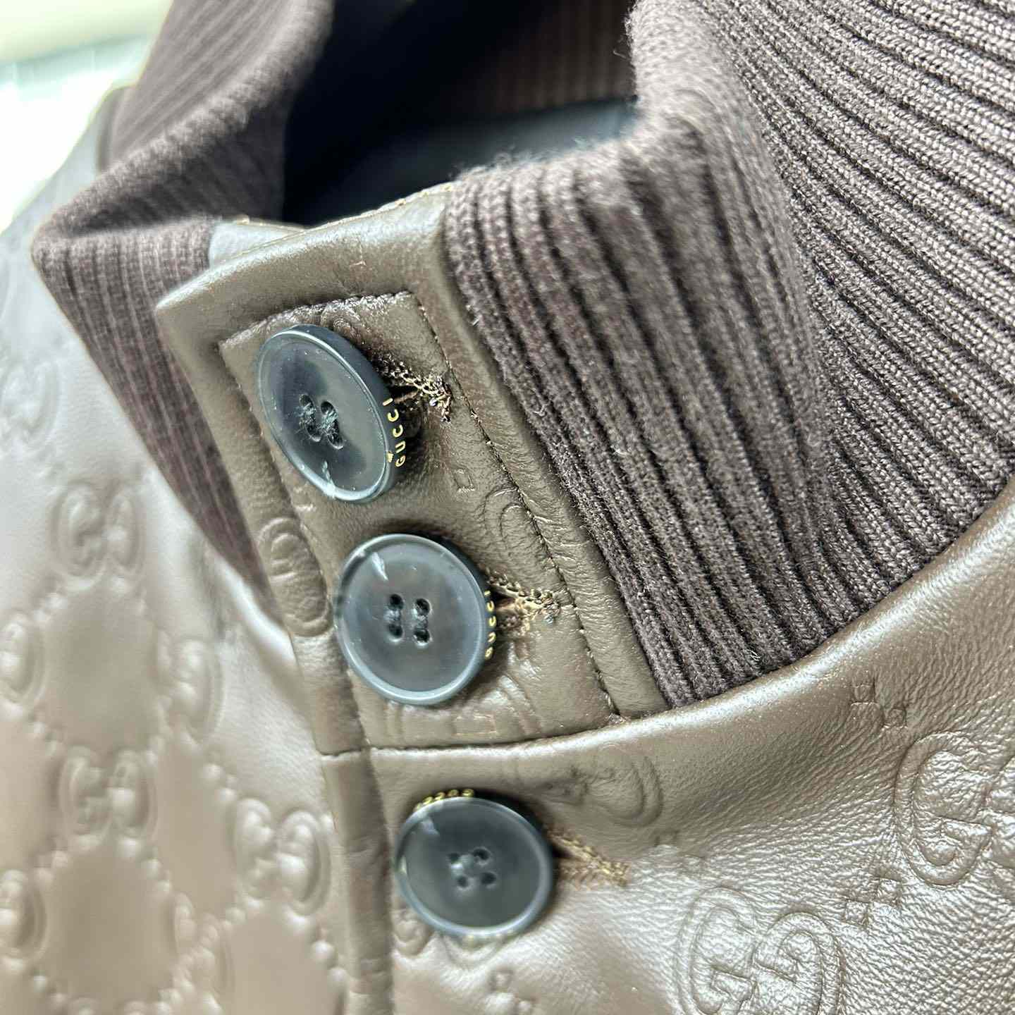 Gucci GG Leather Bomber Jacket - DopestKickz