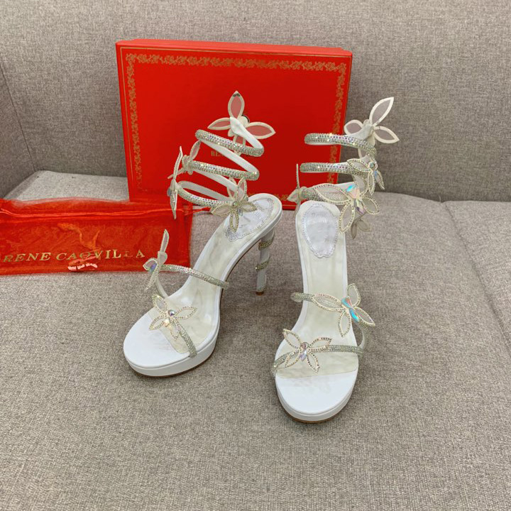 Rene Caovilla Margot Crystal White Platform Sandal 120 - DopestKickz