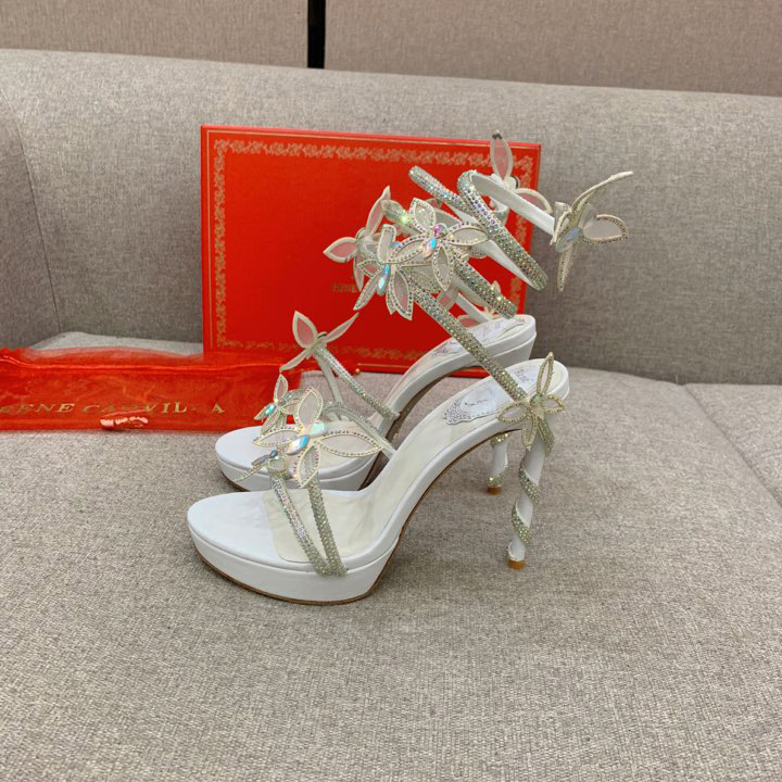 Rene Caovilla Margot Crystal White Platform Sandal 120 - DopestKickz