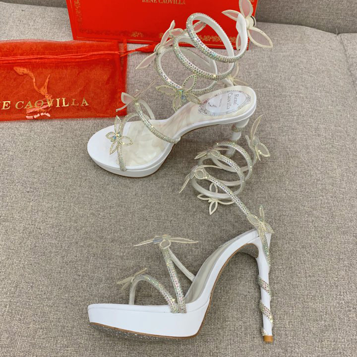 Rene Caovilla Margot Crystal White Platform Sandal 120 - DopestKickz